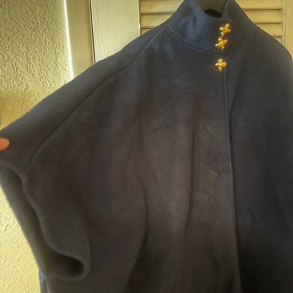 Vintage Amanda Smith Navy Blue Cape Poncho - Picture 2 of 6
